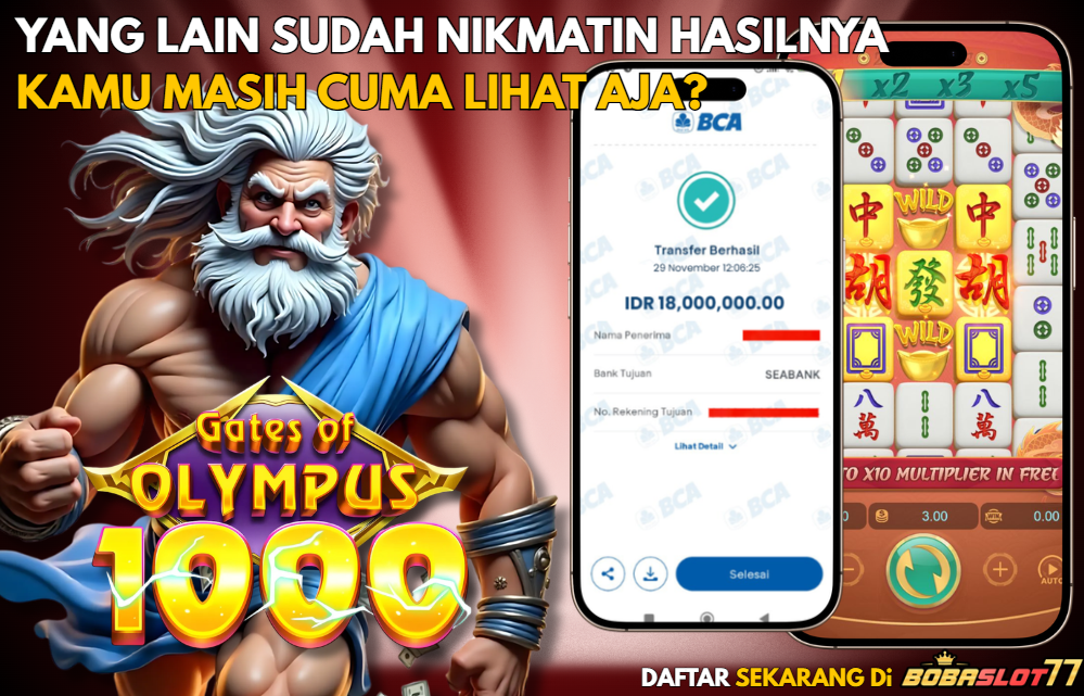 Selamat kepada user id : bo*****8 Wede Rp 18.000.000 di Game GATES OF OLYMPUS 1000 PRAGMATIC PLAY Cair Gk Sampe 1 Menit! Menang Mudah di Bobaslot77
